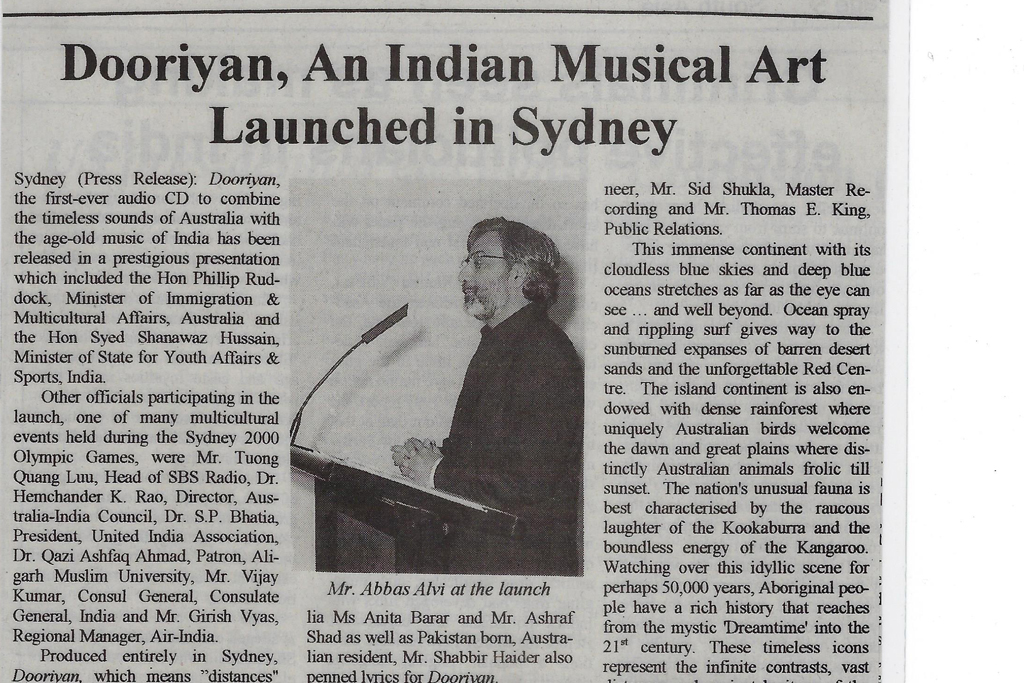 Dooriyan, An Indian Musical Art Launched in Sydney